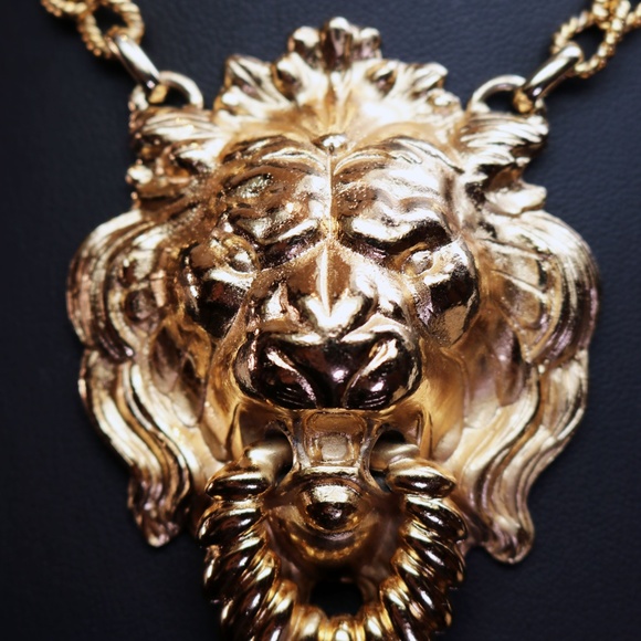 Napier Gold Lion's Head Doorknocker Necklace - Picture 6 of 8